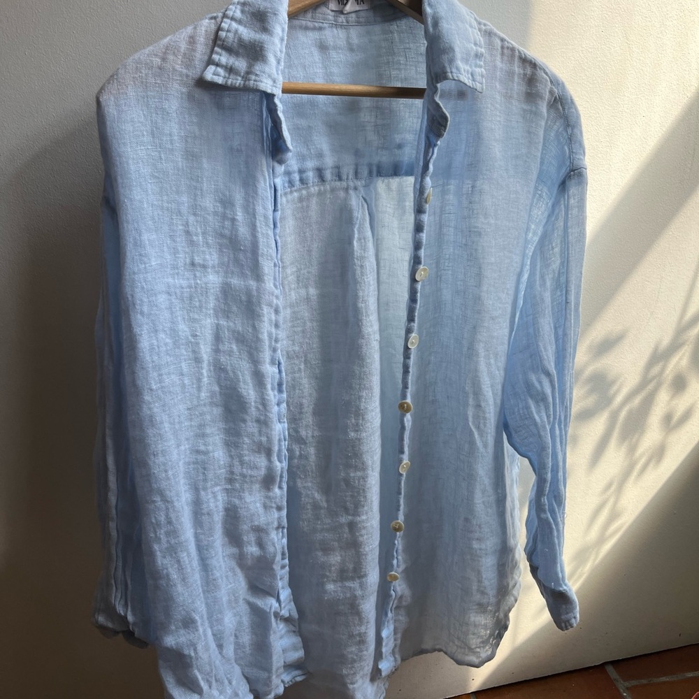Vitamin A Sky Blue Linen Shirt